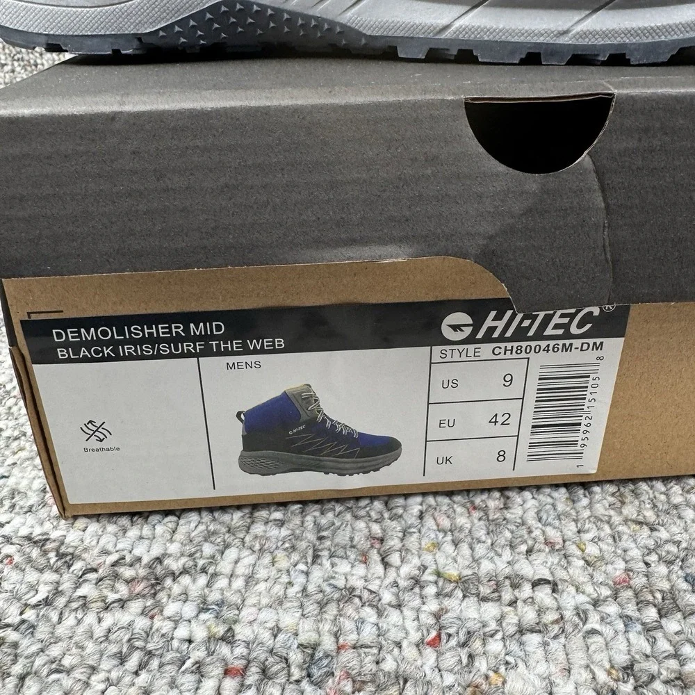 Hi-Tec Demolisher Boots Mens 9 Shoes Mid Lace Up Hiking Blue New